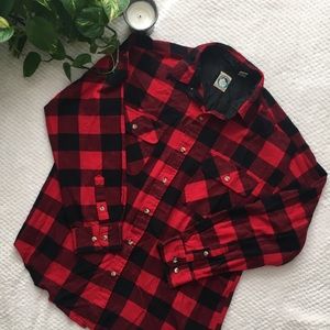 Appalachian Trail black + red buffalo plaid top